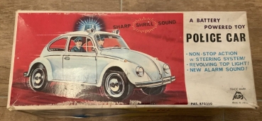 Alps Volkswagen Beetle Police Car 1972 Plasticmodel with Frictiondrive in original box (5288)